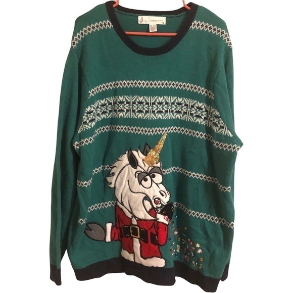 Holiday Time Sweaters - Christmas Unicorn Sweater candy throw up xxl